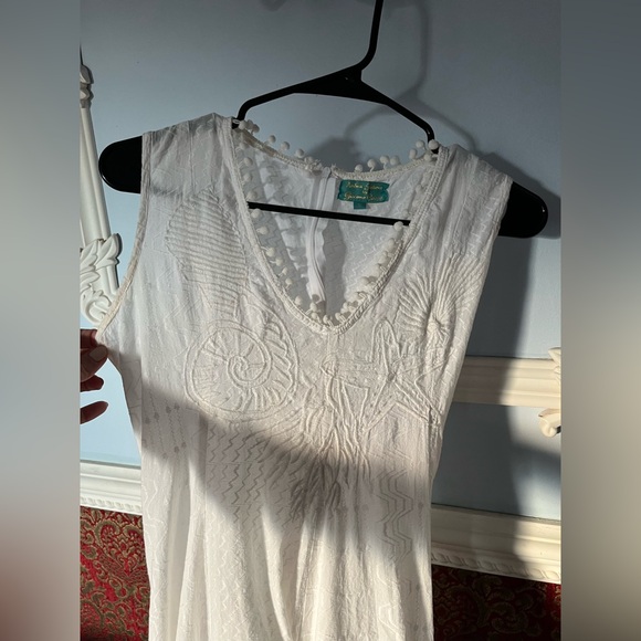 Embroidered with Seashells, Tassels White Maxi Dress 100% Cotton - Picture 8 of 9